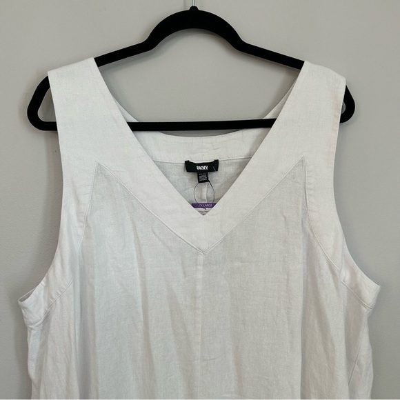 DKNY Women’s V-Neck Wide Strap White Sleeveless Linen Maxi Dress Sz XXL NWT - Picture 6 of 10